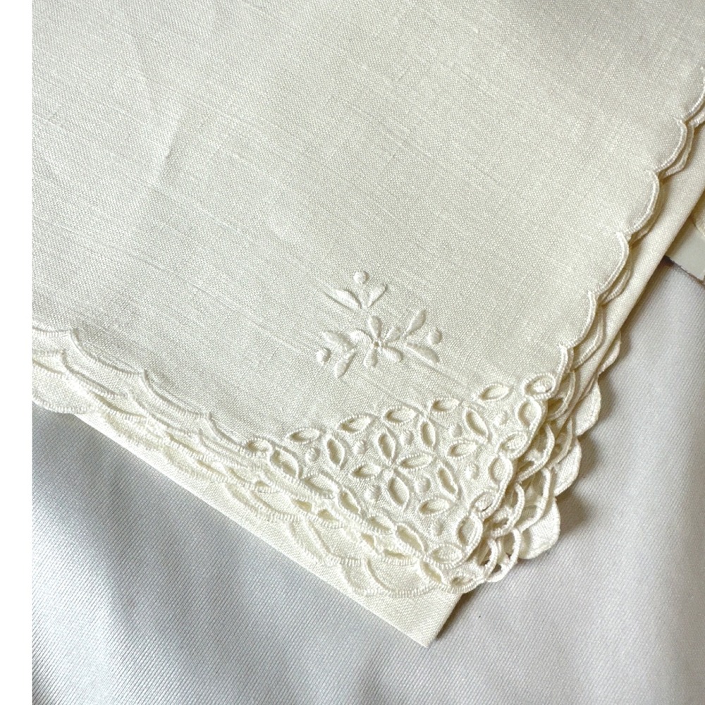 Vtg Jacobson's Dept Store White Linen 8 Pc Set Placemats Napkins NOS Style Y7400
